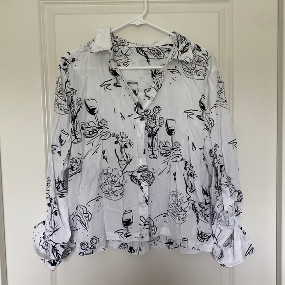 Jane and Delancey Tops - 🍷💐 NEW Women's XL Wine Glass Dinner Party Blouse - Cocktails, Charcuterie